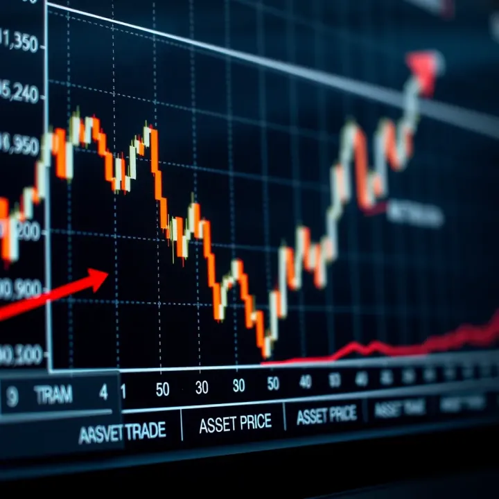 Graph showing asset price movement with predicted upward trend in binary trading