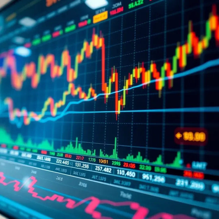 Chart displaying foreign exchange currency pairs with fluctuating values