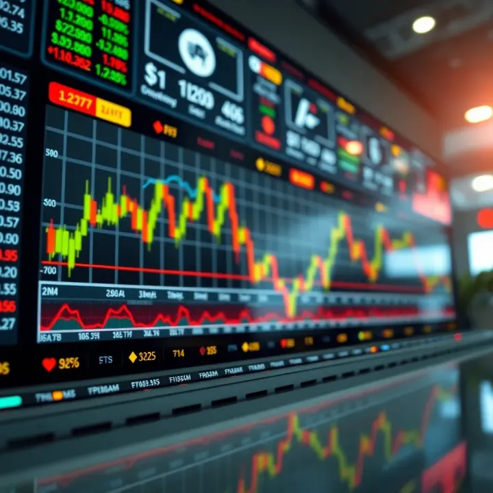 Illustration showing fluctuating currency exchange charts and global financial icons