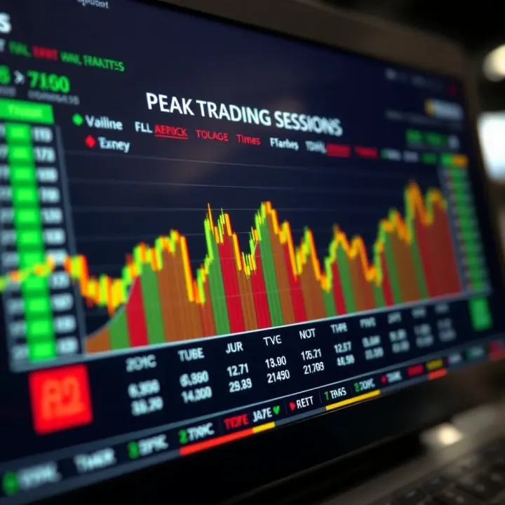 Chart showing peak forex trading times with session overlaps and their impact on market volatility