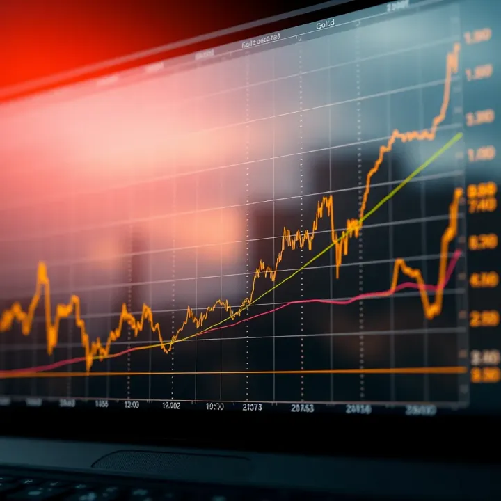 Graph showing trends and fluctuations in gold prices over time