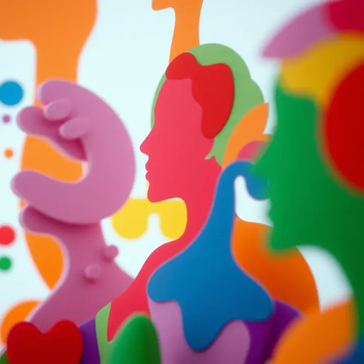 Colorful abstract shapes representing diversity and fluidity in gender identity
