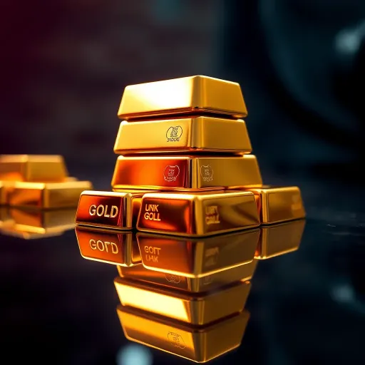Gold bars stacked with a reflective surface illustrating value and investment in precious metals