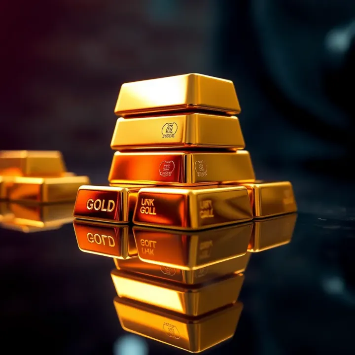 Gold bars stacked with a reflective surface illustrating value and investment in precious metals