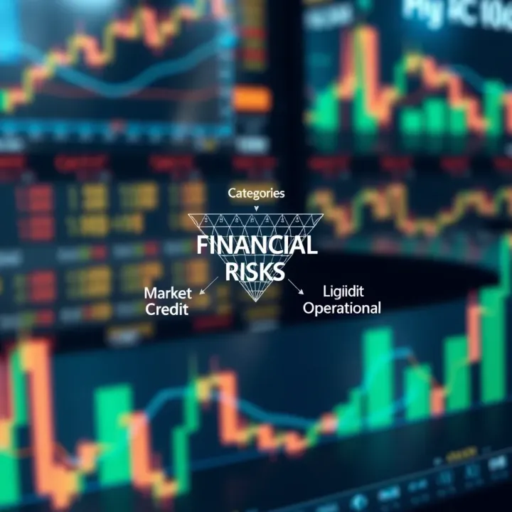 Diagram illustrating different categories of financial risks including market, credit, liquidity, and operational risks