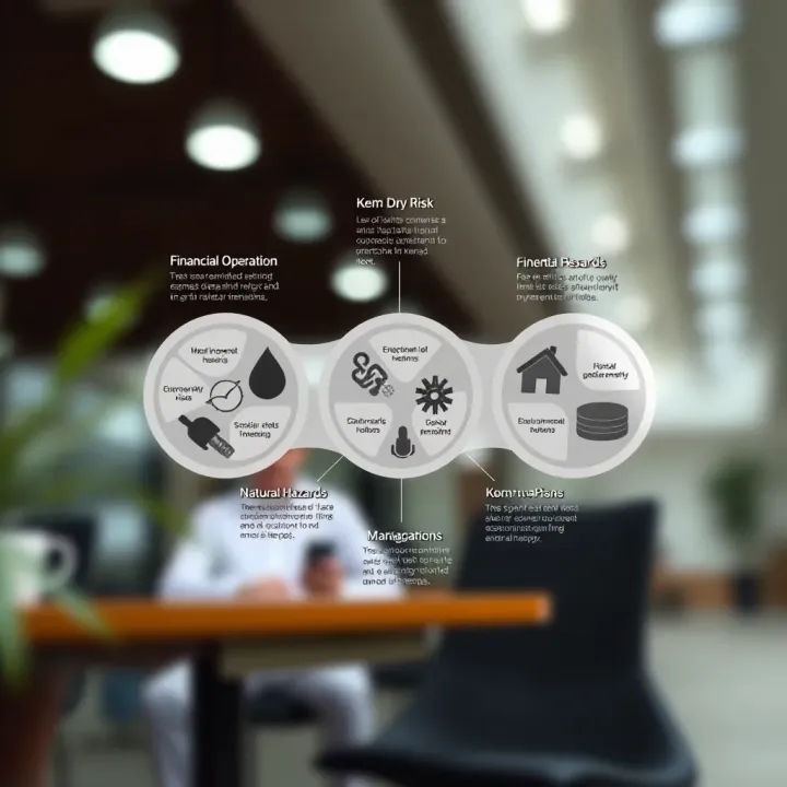 Diagram illustrating various types of risks affecting businesses in Kenya including financial, operational, and natural hazards