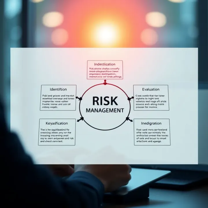 Diagram illustrating key concepts of risk management including identification, evaluation, and mitigation strategies